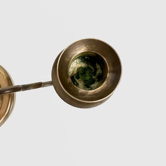 Antique 1880s Victorian Brass Double Arm Candelabra Ornate Scroll Candle Holder - Picture 7 of 11